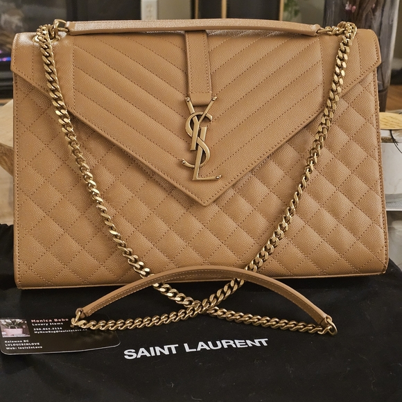 Saint Laurent Tan Quilted Leather Bag - Picture 3 of 16